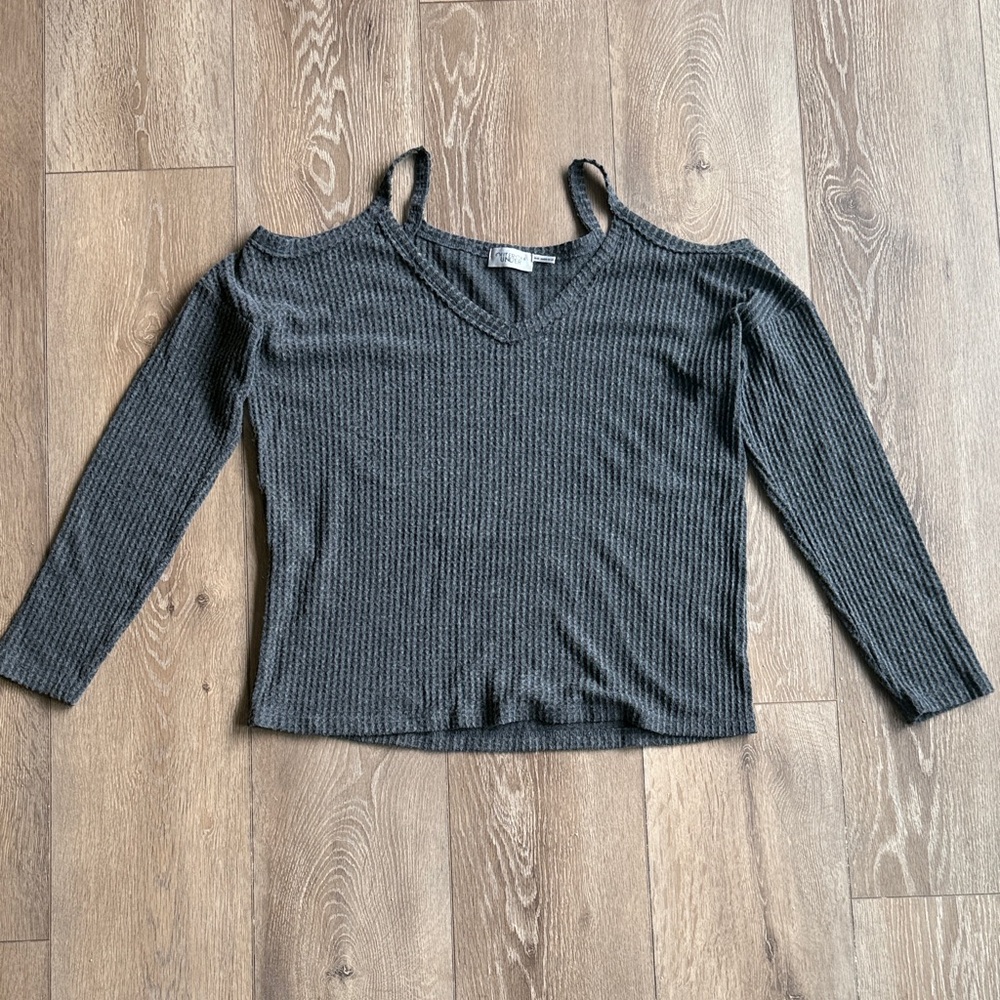 Urban Outfitters Charcoal Cold Shoulder Top